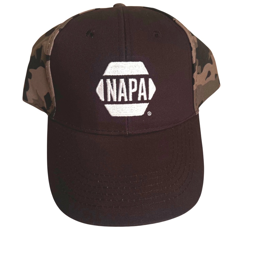 NAPA Auto Parts Hat Mens Black Camo Embroidered Logo Adjustable Baseball Cap